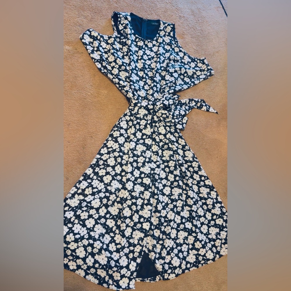 Lauren Ralph Lauren Navy and White Floral Dress